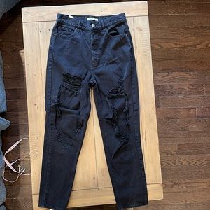 Pacsun ultra, high-rise, slim, black, jeans, distressed, size 28